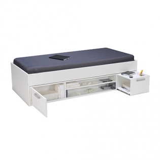 Bett TESSmit Nachttisch und Aufbewahrung/ Bett 90x200 - Weiß