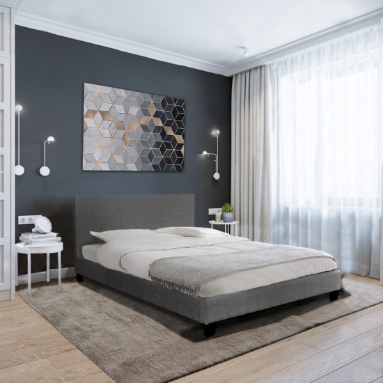 Cadre de lit 2 personnes DREAM en tissu gris anthracite - 160x200 cm