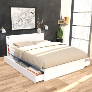 Bett 160x200 RIGA + 2x Schubladen / Weiß