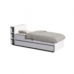 Bett mit Kopfteil RIGA mit Schublade / Bett 90x190 - Weiß