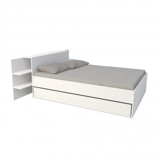 Bett CITY mit Kopfteil und Schublade/ Bett 140x190 - Weiß