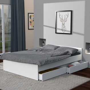 Bett mit Kopfteil 140x190 KAPPA+Schubladen / Weiß