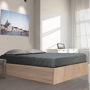 Lit coffre BILBAO 140x190 cm + sommier / Décor chêne blanchi