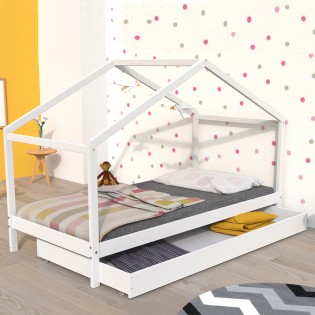 Hausbett KOALA mit Schublade / Kinderbett 90x190 - Weiß