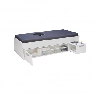 Bett mit Nachttisch und Aufbewahrung/ Bett 90x190 TESS - Weiß