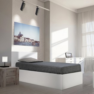 Bettkasten MADRID/ Bett 90x190 mit Lattenrost - Weiß
