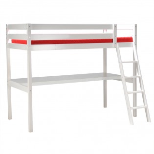Hochbett ASPEN mit Schreibtisch / Hochbett 90X190 - Weiß