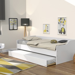 Ausziehbett SWEET mit Bettschublade / Bett 90x190 - Weiß