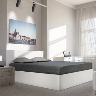Bettkasten MADRID mit Lattenrost / Bett 140x200 - Weiß