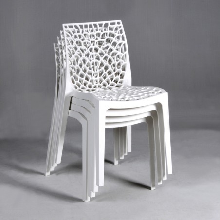 Lot de 4 chaises empilables Apremont 4 pieds chromés hêtre teinté T6