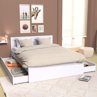 Bett OSLO mit 2x Schubladen/ Bett 140x190 - Weiß