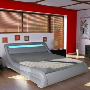 WAVE + Bettkasten integriert / Grau Bett LEDS 160x200 1