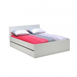 Bett 160x200 OSLO + 2 Schubladen / Weiß