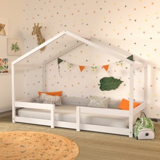 Hausbett INDIANA mit Lattenrost / Kinderbett 90x190 - Weiß