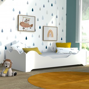Kinderbett FLOCON mit Lattenrost/ Kinderbett 90x190 - Weiß