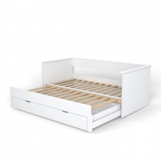 Ausziehbett MONA mit Schublade / Bett 2x90x190 Weiß