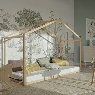 Hausbett WENDY mit Lattenrost / Kinderbett 90x190 - Naturholz