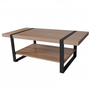 Table basse SINTRA 120x60cm / décor Chêne blanchi et métal noir