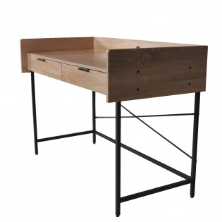 Schreibtisch CAMPUS mit Schubladen/ Eiche Dekor und Schwarzes Metall