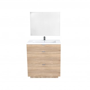 Meuble sous-vasque 3 tiroirs MARBELLA 80 cm  + vasque + miroir / Chêne blanchi