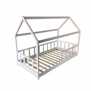 Hausbett KIWI mit Lattenrost/ Kinderbett 90x190 - Weiß