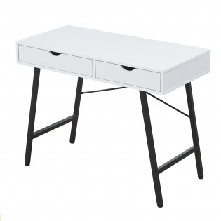 Schreibtisch BOSTON mit Schublade/ Weiß und Schwarzes Metall