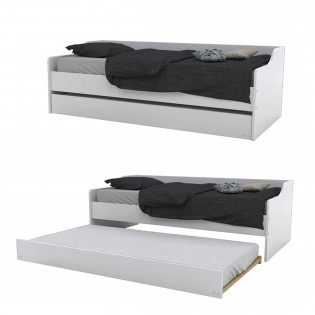 Ausziehbett SWEET mit Bettschublade / Bett 90x190 - Weiß