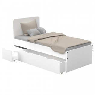 Bett ZENIA mit Nachttisch und Schublade/ Bett 90x190 - Weiß