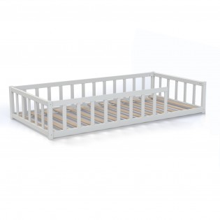 Kinderbett NINO / Kinderbett 90x190 mit Lattenrost und Gitter - Weiß