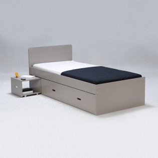 Bett ZENIA mit Nachttisch Schublade / Bett 90x190 - Grau