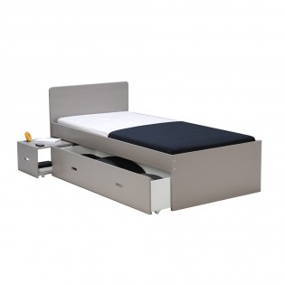 Bett 90x190 ZENIA+ Nachttisch+ Schublade / Grau