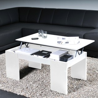 Table basse plateau relevable NEWTON 100x50cm / Blanc
