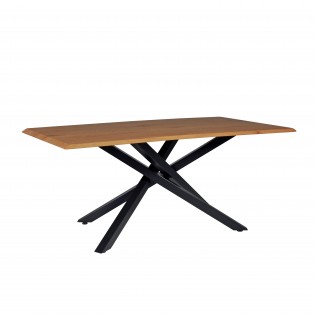 Table à manger MONTANA 180x90 CM- 8 personnes/ Plateau décor Chêne et Pieds métal noir