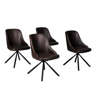 Lot de 4 chaises pivotantes HORIZON / Marron