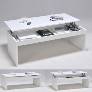 Table basse plateau relevable DARWIN 120x60cm / Blanc