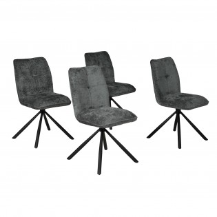 Lot de 4 chaises pivotantes de salle à manger CORTINA / Gris foncé