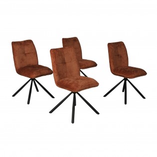 Lot de 4 chaises pivotantes de salle à manger CORTINA/ Brun brique