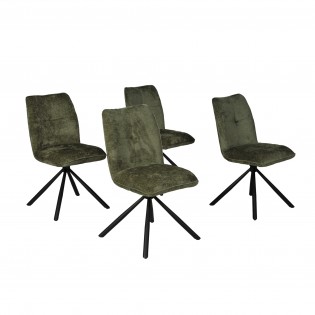 Lot de 4 chaises pivotantes de salle à manger CORTINA/ Vert