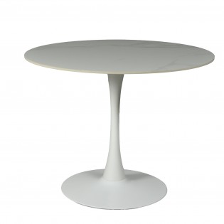 Table à manger ronde ISA en pierre, 4/5personnes, D.100 cm/ blanc