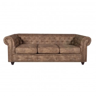 CHESTERFIELD 3-Sitzer-Sofa / Braun gealtert