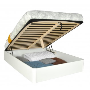 LIT COFFRE SPIRO 160x200cm + 1 SOMMIER / BLANC