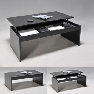 Table basse plateau relevable DARWIN 100x50cm / Noir