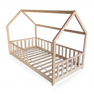 Hausbett KIWI mit Lattenrost / Kinderbett 90x190 - Naturholz