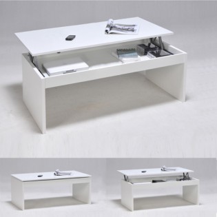 Table basse plateau relevable DARWIN 100x50cm / Blanc