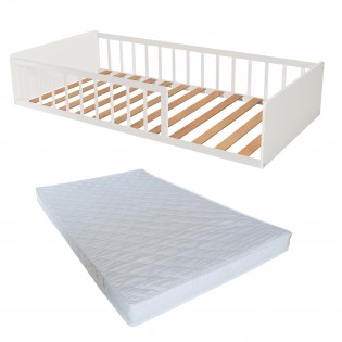 LIT 90x190 PILOU avec sommier et matelas / Blanc