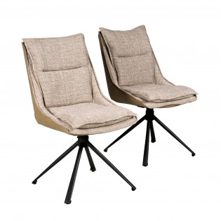 Lot de 2 chaises pivotantes de salle à manger JAVA / Beige