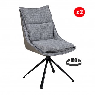 Lot de 2 chaises pivotantes de salle à manger JAVA / Gris foncé