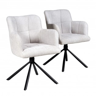 Lot de 2 chaises pivotantes de salle à manger MILA/ Gris clair