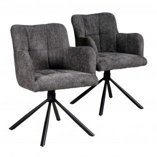 Lot de 2 chaises pivotantes de salle à manger MILA/ Gris foncé