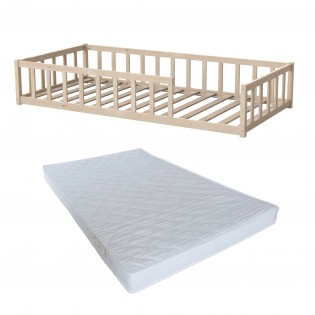 Lit NINO 90x190 avec sommier et matelas / Naturel